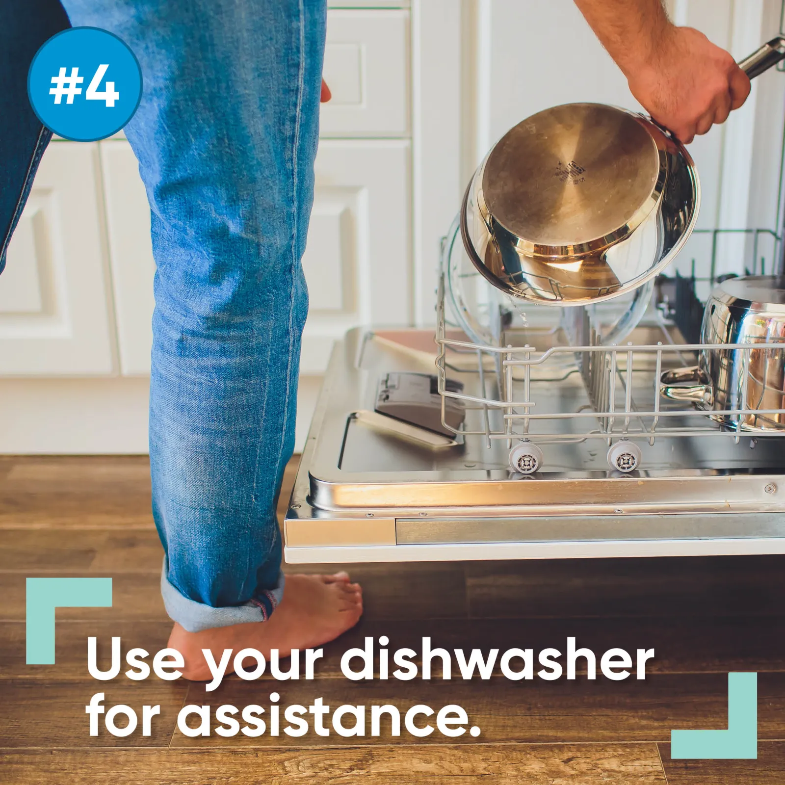person loading dishes in dishwasher