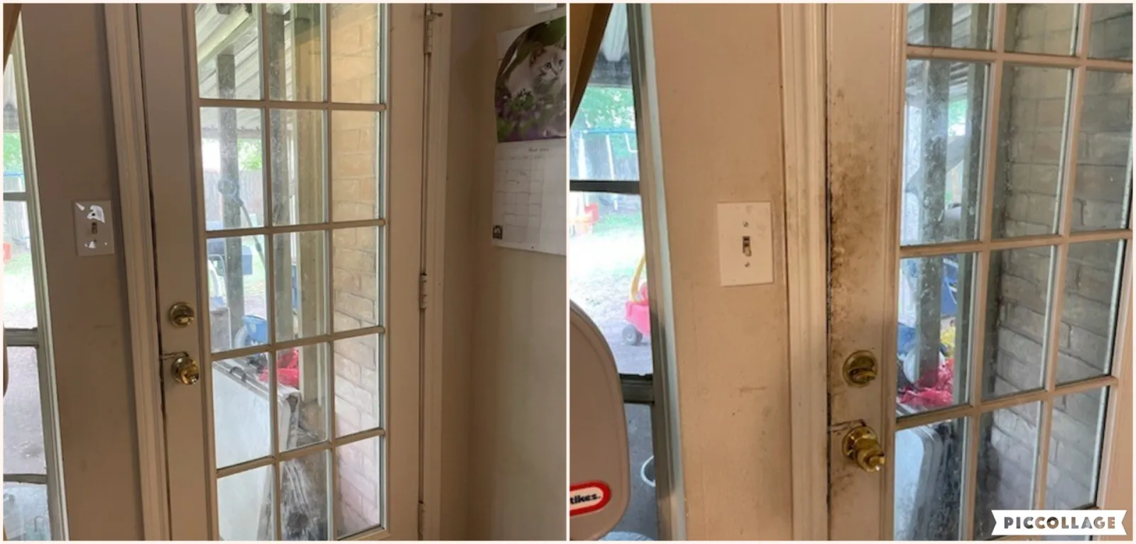 a door with a glass window
