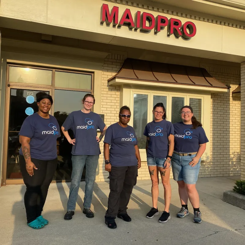 MaidPro Carmel team of cleaning professionals posing for a team photo