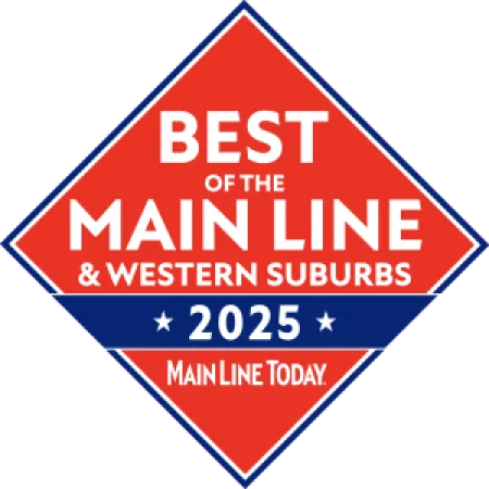 Red and blue diamond badge for Best of the Main Line and Western Suburbs 2025 by Main Line Today.